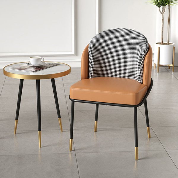 Contemporary Nordic Leather Fabric Iron Sponge Square Wraparound Dining Chair Backrest For Living Room - Image 4