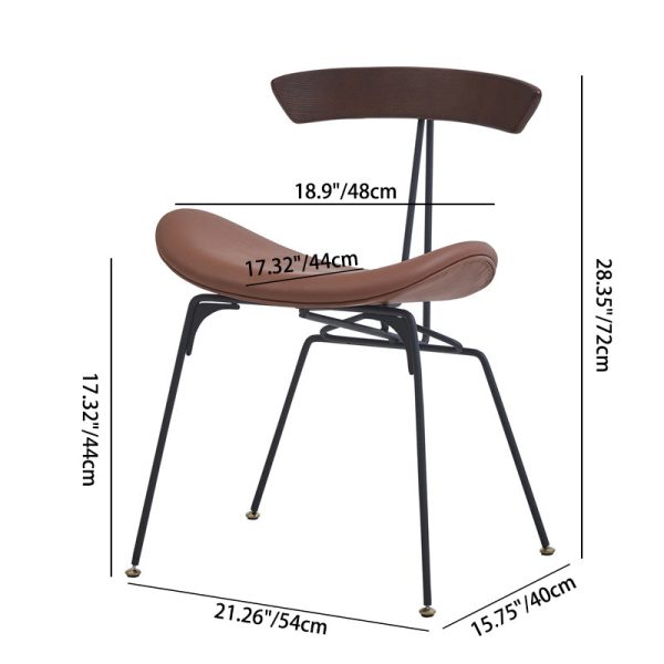 Contemporary Industrial Ant Arch Wood Rebar Leather Fabric Sponge Dining Chair Backrest For Dining Room - Image 9
