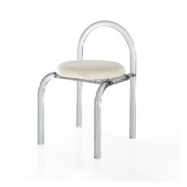 Contemporary Nordic Acrylic Velvet Sponge Round Arched Dining Chair Backrest For Dining Room - Image 18