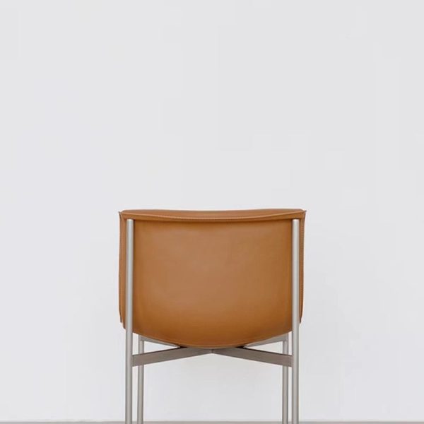Contemporary Nordic Square Curved Leather Stainless Steel Dining Chair Backrest For Dining Room - Image 6