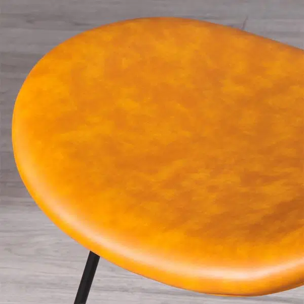 Contemporary Luxury PU Leather Upholstered Metal Legs Curved Dining Chair Backrest For Dining Room - Image 7