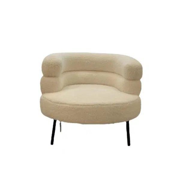 Contemporary Nordic Curved Lambswool Carbon Steel Legs Accent Chair Backrest For Living Room - Image 22