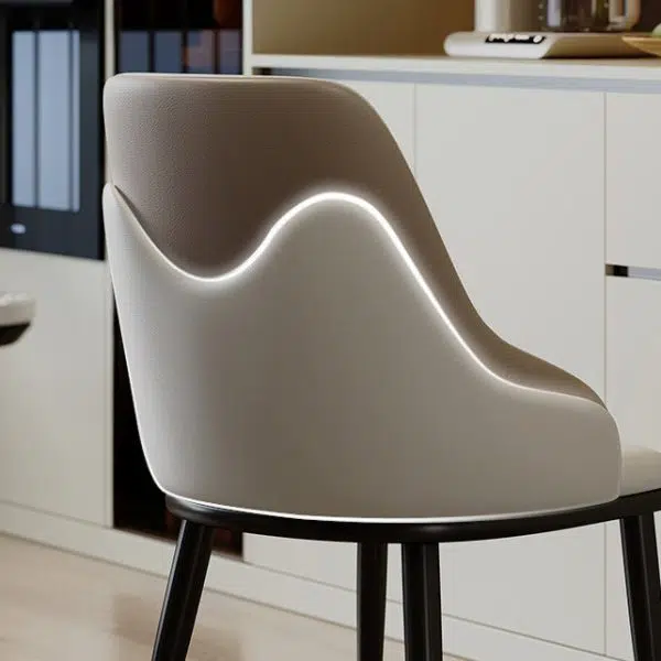 Modern Minimalist Curved Leather Iron Chair Backrest Armless For Living Room - Image 5