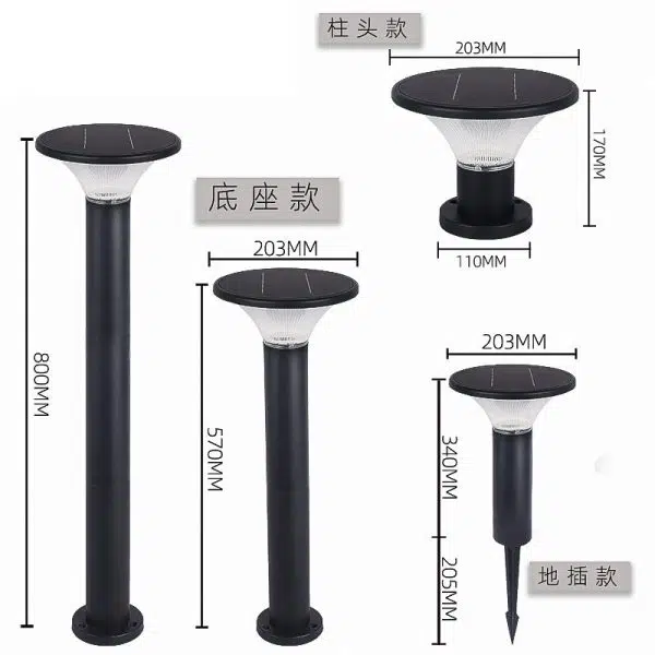 Modern Minimalist Waterproof Solar Round Square Ground Plug PC Aluminum LED Outdoor Light For Garden - Image 8