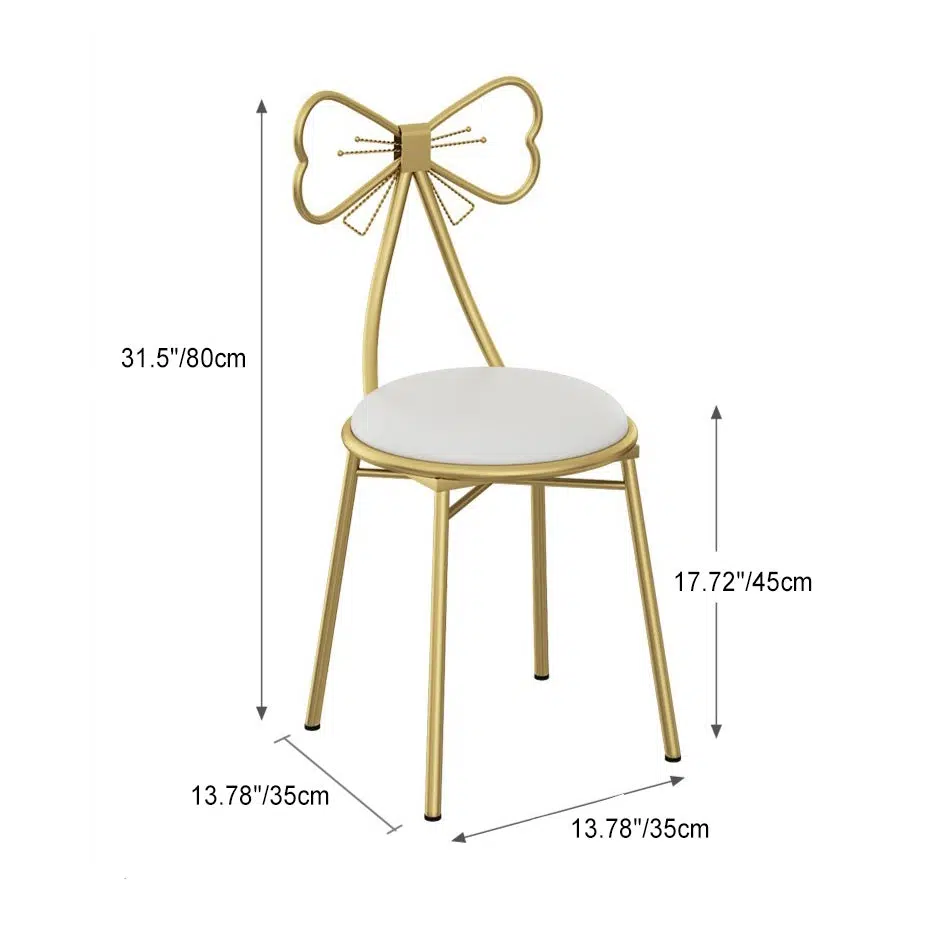 05-5bbc1107-ef38-4eed-9752-faabb77312c3.jpg Contemporary Creative Bow Round Upholstered Velvet Metal Vanity Stool Backrest For Bedroom - Image 5
