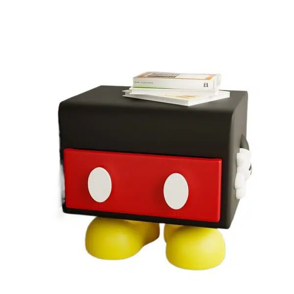 Contemporary Creative Resin Mickey Shape Cubic End Table Drawer For Living Room - Image 9
