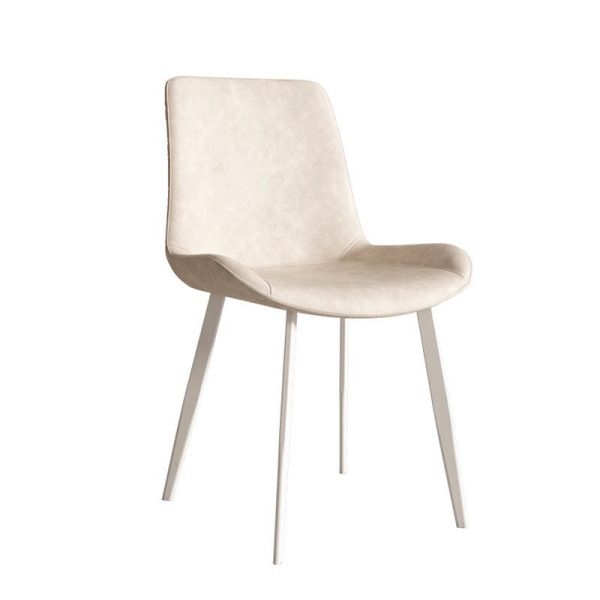 Contemporary Scandinavian Leather Carbon Steel Sponge Square Curved Dinining Chair Backrest For Dining Room - Image 17