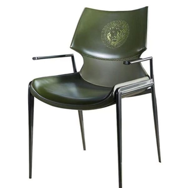 Contemporary Luxury Leather Metal Tapered Legs Dining Chair Backrest For Living Room - Image 19