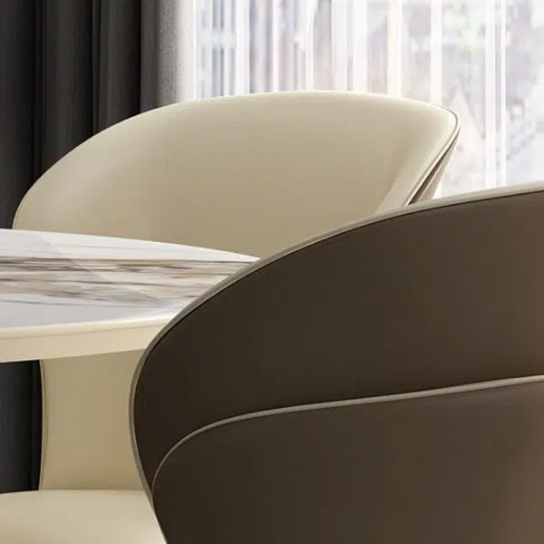 Contemporary Luxury Leather Wood Legs Stainless Steel Decor Dining Chair Backrest For Dining Room - Image 4