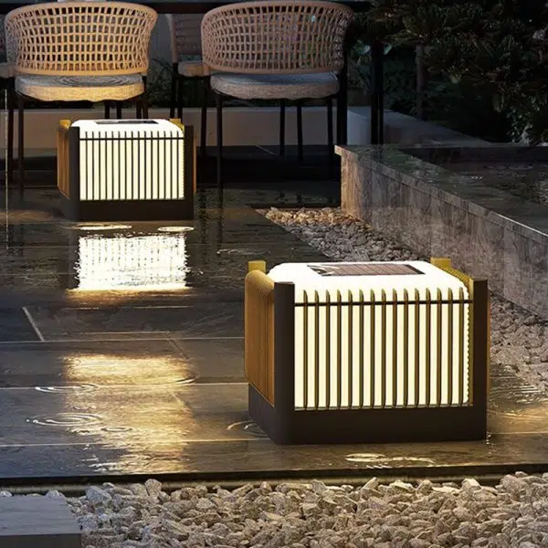 Modern Simplicity Solar Square Cube Stainless Steel Round LED Outdoor Landscape Light For Garden - Image 3