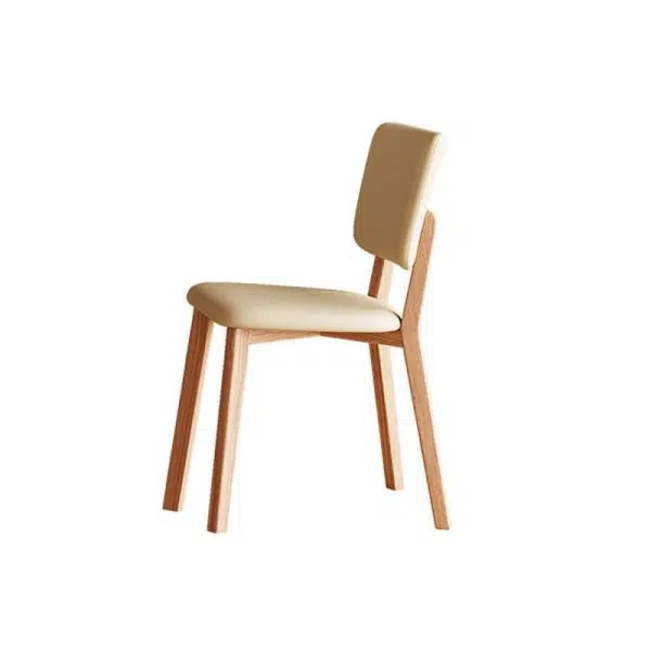 Modern Minimalist Square Wood Leather Chair Backrest Armless For Living Room - Image 12