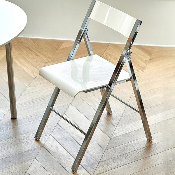 Contemporary Nordic Square Acrylic Metal Dining Chair Foldable For Dining Room - Image 12