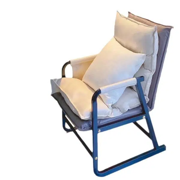 Modern Minimalist Rectangular Leather Steel Chair Backrest Armrest For Living Room - Image 16