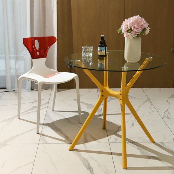 Contemporary Nordic Curved Plastic Dining Chair Backrest Armrest For Dining Room - Image 9