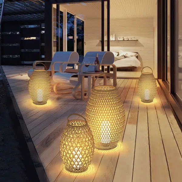 Outdoor Bamboo Weaving Portable Waterproof 1-Light Garden Landscape Light - Image 2