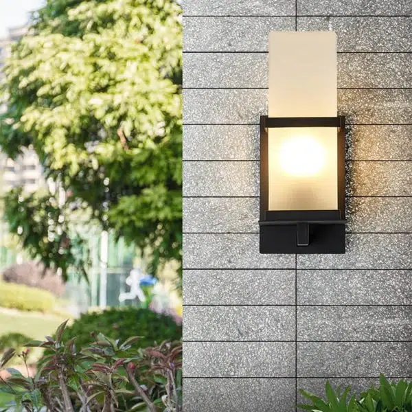 Industrial Outdoor Waterproof Column Frosted Glass Shade 1-Light Wall Sconce Lamp - Image 11
