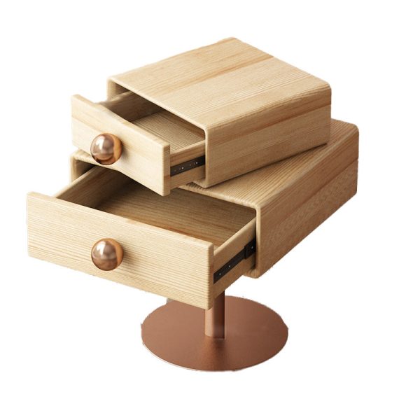 Contemporary Creative Orb Square Rotatable Stackable Wood Steel Nightstand 2-Drawer For Bedroom - Image 28