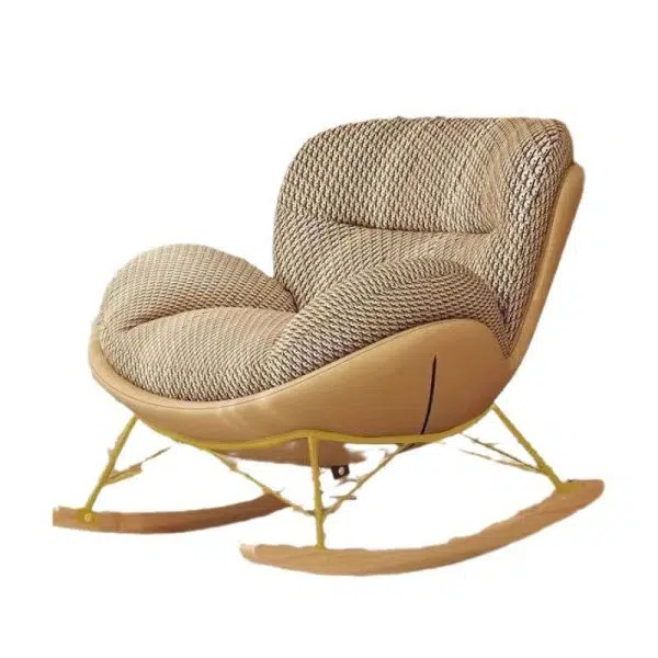 Contemporary Nordic Houndstooth Velvet Upholstered Carbon Steel Rocking Chair Backrest For Living Room - Image 13