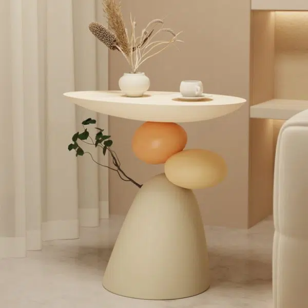 Contemporary Creative Round Elliptical Branch Slab Resin End Table For Bedroom - Image 3