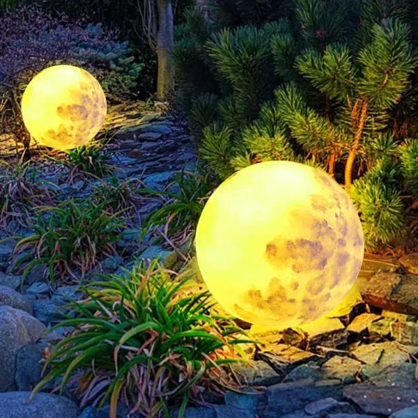 Contemporary Creative Moon Resin 1-Light Outdoor Landscape Light For Garden - Image 3