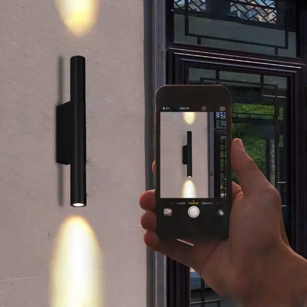 Modern Minimalist Long Cylinder Rectangle Base Aluminum Tempered Glass LED Waterproof Wall Sconce Lamp For Garden - Image 9