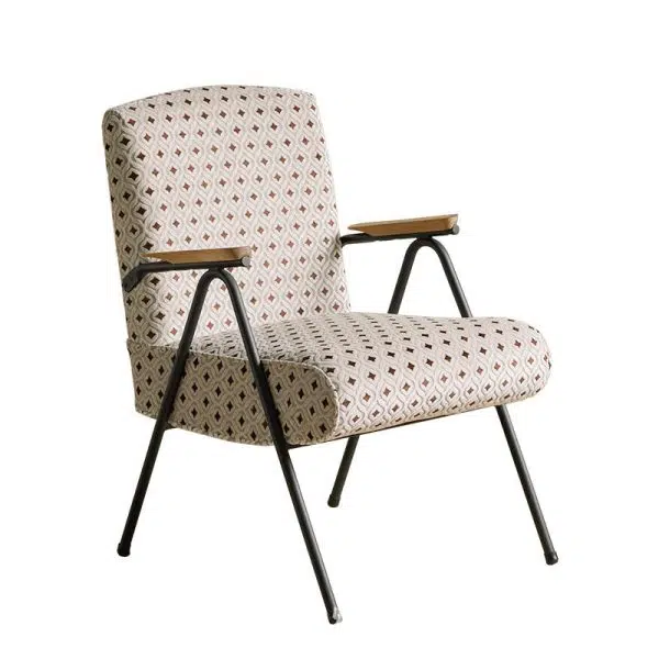 Contemporary Luxury Rectangular Iron Fabric Accent Chair Backrest Armrest For Living Room - Image 11