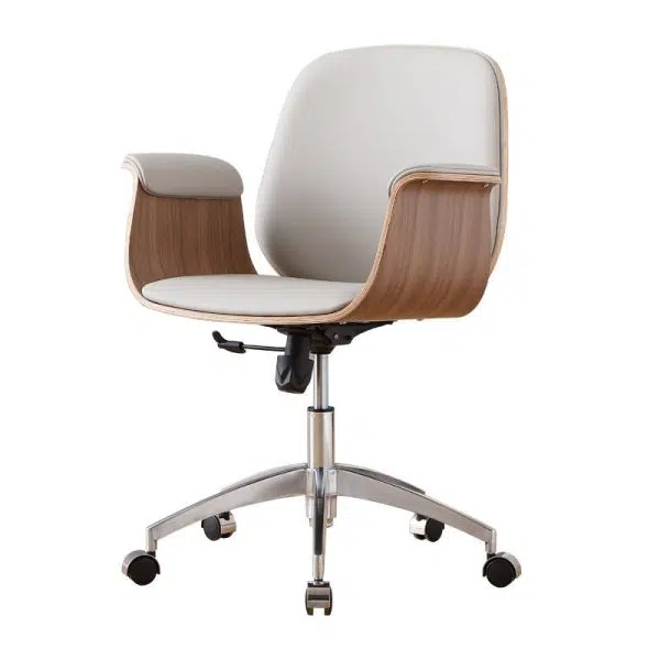 Contemporary Luxury Microfiber Leather Wood Grain Height Adjustable Swivel Desk Chair Backrest Armrest For Home Office - Image 11