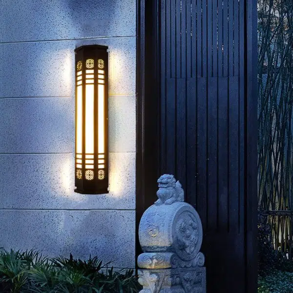 Modern Classical Cylindrical Stainless Steel Imitation Marble Waterproof Outdoor LED Wall Sconce Lamp - Image 8