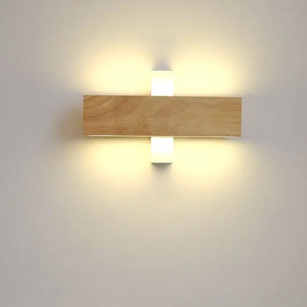 Japanese Minimalist Log Rectangular Flat Rotatable LED Wall Sconce Lamp - Image 16