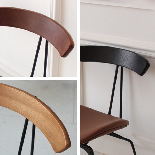Contemporary Industrial Ant Arch Wood Rebar Leather Fabric Sponge Dining Chair Backrest For Dining Room - Image 10