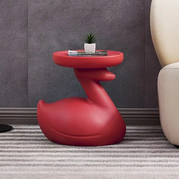Contemporary Creative Plastic Tray Top Swan Shape Base End Table For Living Room - Image 11