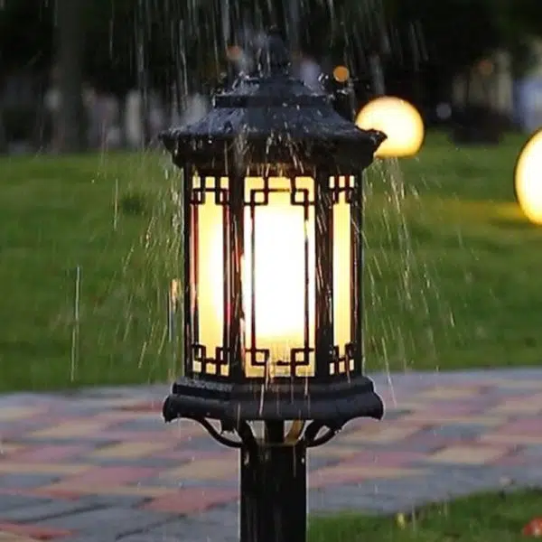 Traditional Chinese Waterproof Solar Aluminum Glass Cylinder LED Landscape Lighting Outdoor Light For Garden - Image 3