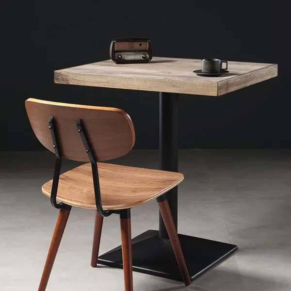 Contemporary Scandinavian Square Wood Iron Chair Backrest Armless For Living Room - Image 13