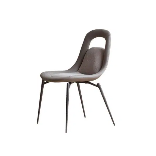 Contemporary Scandinavian Curved Leather Metal Tapered Legs Dining Chair Backrest For Dining Room - Image 20