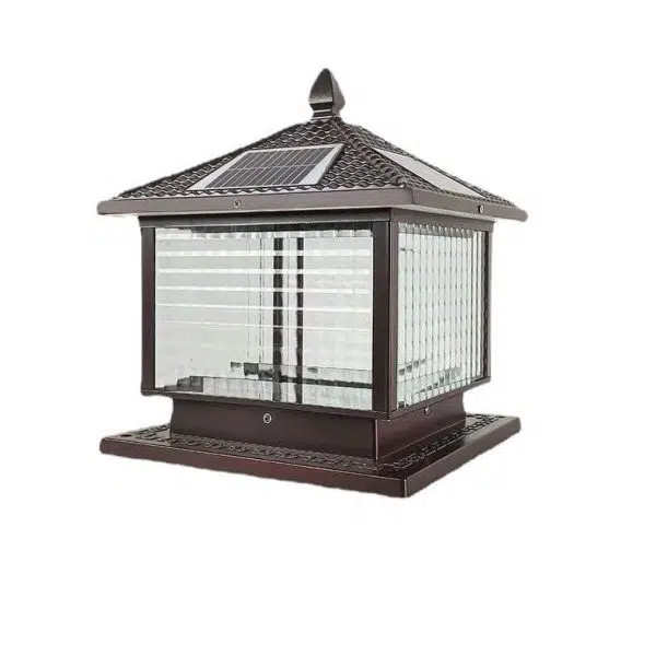 Modern Retro Square Die-Cast Aluminum Glass Solar Outdoor Garden Landscape Column Head Light - Image 6