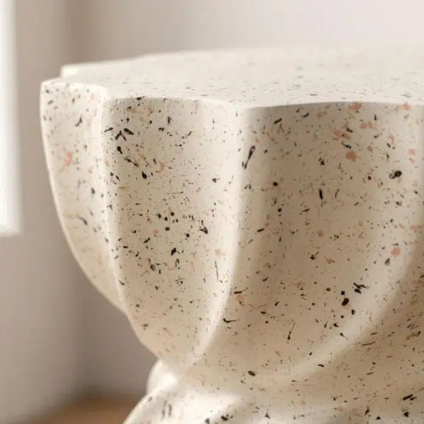 Contemporary Nordic Cylindrical Lace Hourglass Magnesium Oxide End Table For Living Room - Image 5