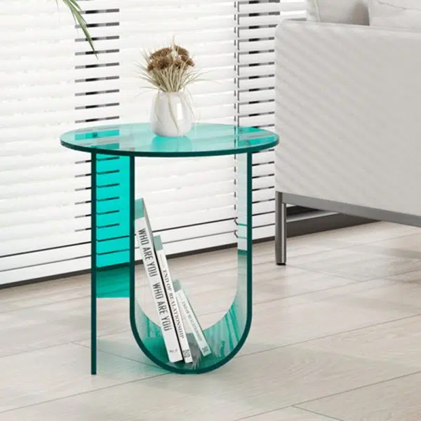 Contemporary Nordic Curved Acrylic End Table Storage For Living Room - Image 3
