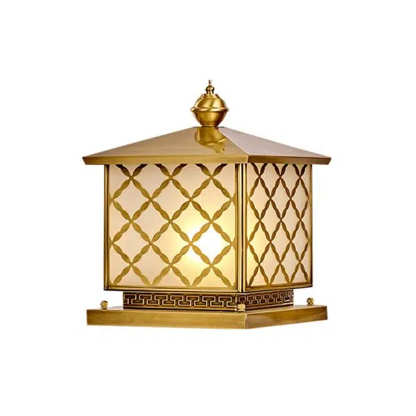 European Retro Luxury Copper Glass 1/2-Light Outdoor Patio Post Head Light - Image 3