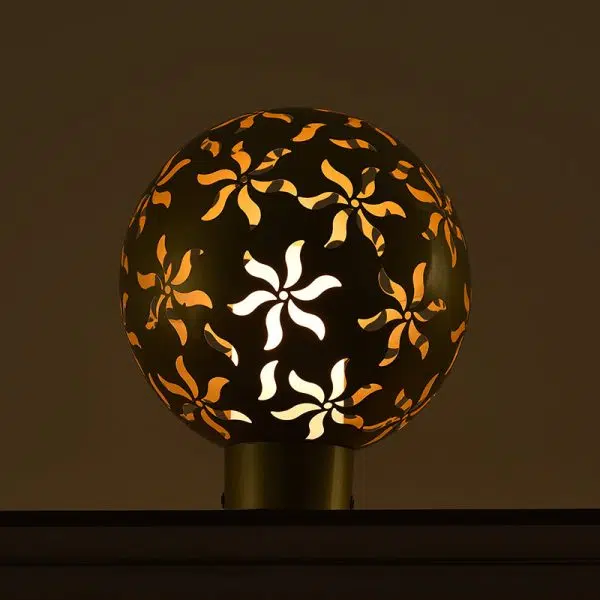 Contemporary Industrial Solar Stainless Steel Carved Sphere 1-Light Post Light Lawn Landscape Light For Outdoor Patio - Image 3