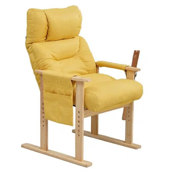 Contemporary Nordic Rectangular Fabric Wood Accent Chair Backrest Armrest For Living Room - Image 22