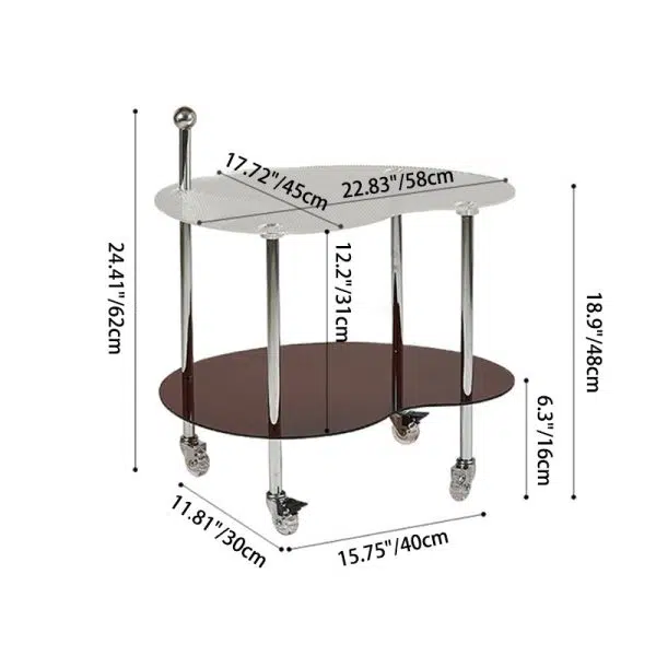 Contemporary Nordic Cloud Acrylic Stainless Steel Crystal Wheel End Table 2-Tier For Living Room - Image 5