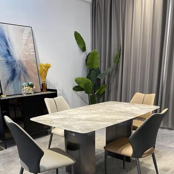 Contemporary Luxury Square Microfiber Leather Carbon Steel Dining Chair Backrest For Dining Room - Image 13