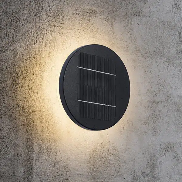 Minimalist Solar Waterproof  Round Disc Design LED Outdoor Wall Sconce Lamp
