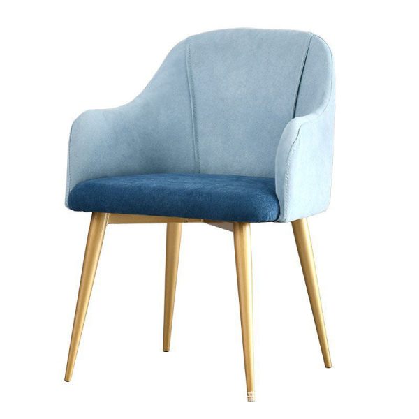 Contemporary Nordic Curve Fabric Upholstered Dining Chair Backrest Armrest For Dining Room - Image 16