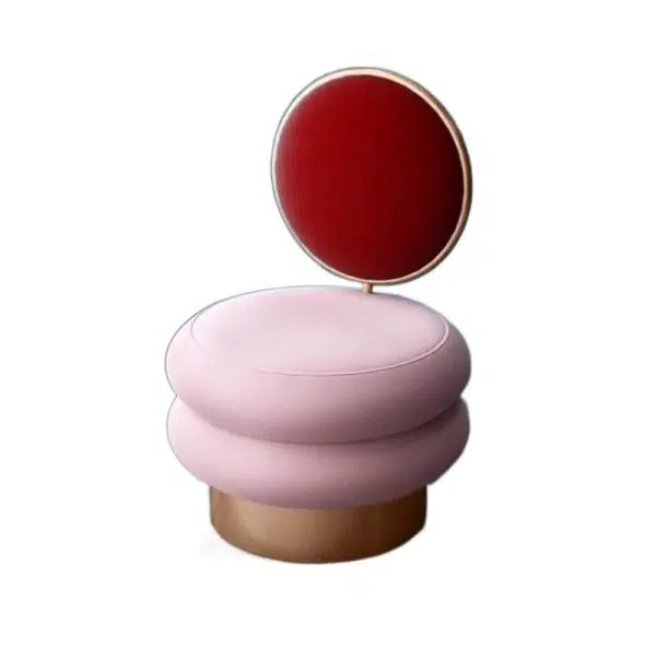 Contemporary Creative Round Fabric Iron Vanity Stool Backrest Armless For Bedroom - Image 15