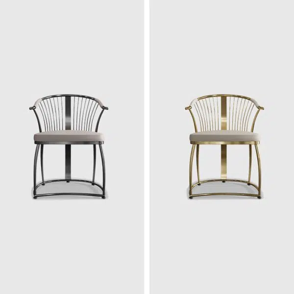 Contemporary Luxury Curved Stainless Steel Leather Chair Backrest Armless For Living Room - Image 13