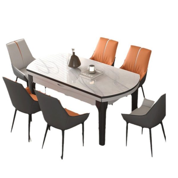 Contemporary Nordic Square Leather Upholstered Dining Chair Backrest Armrest For Dining Room - Image 17