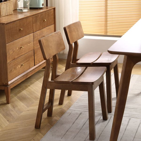 Contemporary Nordic Ash Wood Square Rectangular Dining Chair Backrest For Dining Room - Image 9