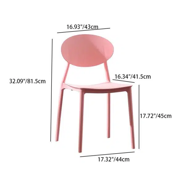Contemporary Nordic Square Plastic Chair Backrest Armless For Living Room - Image 4
