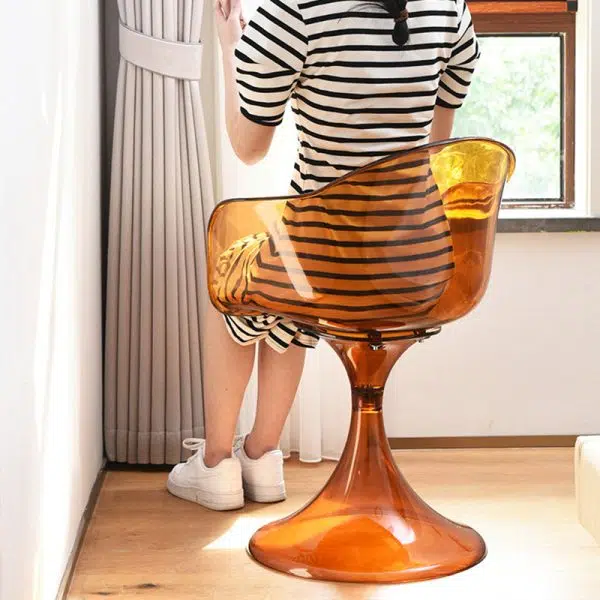 Contemporary Nordic Acrylic Plastics Arc Design Dining Chair Backrest For Dining Room - Image 17